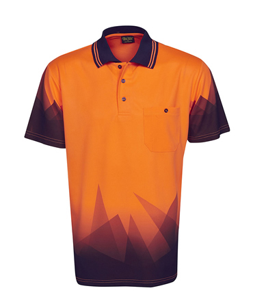 P65 Triangular Design Sublimation Printed Hi Vis Polo Shirts